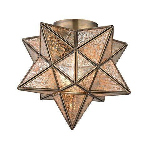 Moravian Star Light, Moravian Star, Star Lights On Ceiling, Star Ceiling, Glass Stars, Star Light, Elk Lighting, Candelabra Bulbs, Mercury Glass