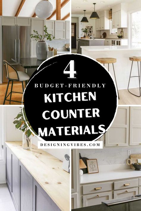 The 4 Best Kitchen Countertop Materials for the Money Backsplash Countertop Combination, Kitchen Countertops On A Budget, Kitchen Countertop Choices, Countertop Alternatives, Countertop Types, Affordable Countertops, Kitchen Countertop Trends, Custom Kitchen Countertops, Cost Of Countertops