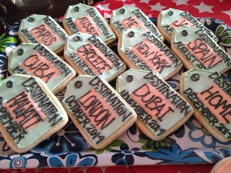 Luggage Tag Cookies Travel Bridal Showers, Wedding Name Tags, Wedding Name, Grad Parties, Luggage Tag, Luggage Tags, Mens Fashion Casual, Cookie Decorating, Sugar Cookies