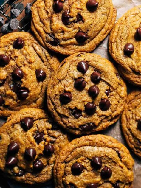 Pumpkin Chocolate Chip Cookies - Butternut Bakery Butternut Bakery, Best Gingerbread Cookies, Fall Cookie Recipes, Pumpkin Cookie Recipe, Chocolate Chip Cookies Ingredients, Pumpkin Spice Cake, Pumpkin Chocolate Chip Cookies, Pumpkin Chocolate Chip, Cookie Spread