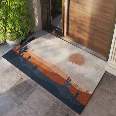 Modern Gold Kitchen, Welcome Mat Front Door, Dog Door Mat, Trendy Door, Outdoor Entryway, Sun Pattern, Front Door Mat, Rectangle Art, Front Door Mats