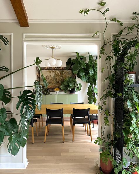 If the abundance of greenery is any indication, it’s clear the plants have chosen the dining room as their favorite spot in the house & I can’t say I blame them 🪴🤭 I’m toying with the idea of changing out the tapestry with art for spring/summer. It’s gorgeous in here, but more moody than I’m leaning for the warmer months, I think. Keep swiping for close ups of the alabaster fruit bowl. Don’t those pears look good enough to eat? 😏 #fridaysareforphotos #moderntraditionalhome #plantsmakepeople... Art For Spring, Modern Traditional Home, Nyc Apartment, Good Enough, Fruit Bowl, The House, New Homes, Dining Room, Tapestry