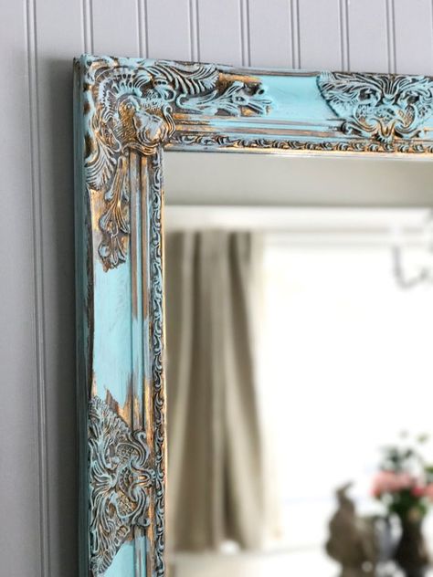 Country Bathroom Mirrors, Large Framed Mirrors, Muebles Shabby Chic, Blue Shabby Chic, Chic Sofa, Decoration Shabby, Shabby Chic Mirror, Chic Mirror, Wardrobe Sale