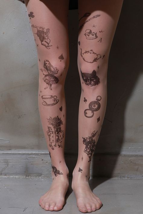 Alice in Wonderland Tattoo Tights // Storets.com // #Legwear Alice In Wonderland Tattoo, Tattoo Tights, Wonderland Tattoo, Patterned Tights, Tattoo Pattern, Falling Down, Clothes Accessories, Instagram Shop, Alice In Wonderland