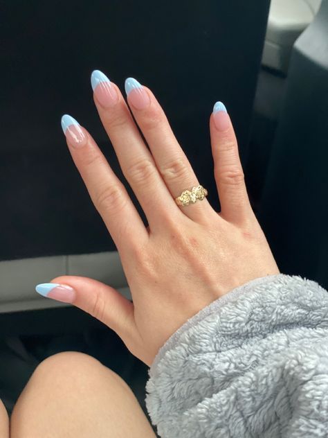 Acrylic Nails Blue, Powder Blue Nails, Blue Prom Nails, Blue French Tip, Hoco Nails, Nails Chrome, Baby Blue Nails, Punk Nails, Amazing Nails