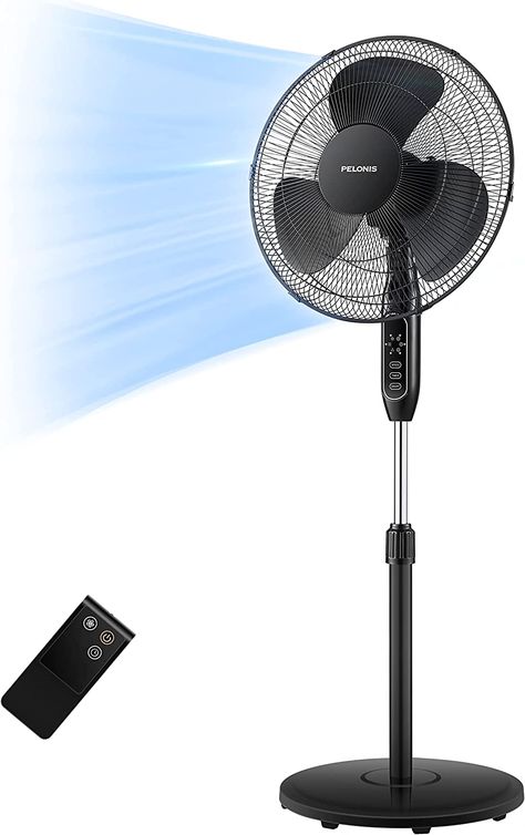 PELONIS 16'' Pedestal Remote Control, Oscillating Stand Up Fan 7-Hour Timer, 3-Speed and Adjustable Height. 

NEW VERSION: Upgraded Pelonis pedestal fan is equipped with a more powerful motor and high-quality blades, it makes cooling more efficient and energy-saving. This standing fan with 3 speed settings and 7-hour timer with Auto Shut-off for wide area cooling in medium to large rooms. Electric Style, Pedestal Fans, Standing Fans, Pedestal Fan, Stand Fan, Amazon Favorites, Fan Design, Best Fan, Electric Fan