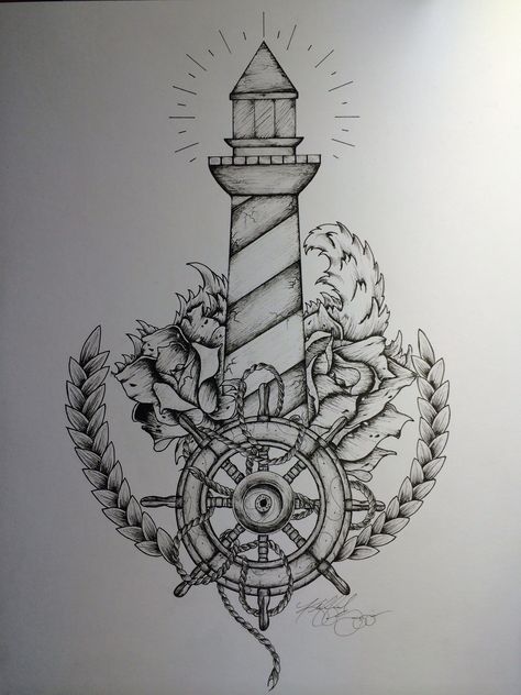 Lighthouse Tattoo - "And when the ships come in... I'm here" Nautical Sleeve, Tato Tradisional, Lighthouse Tattoo, Sea Tattoo, Tattoo Trend, Anchor Tattoos, Forearm Tattoo Design, Nautical Tattoo, Initial Tattoo