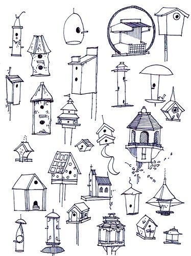 or more specifically, the birdhouses in the neighborhood in order to build a nest full of images for the book ... Today I'm definitely expe... Open Sketchbook, Doodle 101, Illustration Art Prints, Bird Houses Painted, House Sketch, Sketch Notes, House Drawing, Bullet Journal Doodles, Journal Doodles