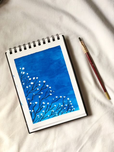 Watercolour easy painting. Blue painting. Beginner painting. Art. Easy art. Diy art. Easy Paintings With Blue Background, Painting Ideas On Canvas Blue Background, Blue Background Painting Easy, Blue Painting Aesthetic Easy, Blue Canvas Painting Ideas Easy Diy, Watercolour Easy Painting, Easy Art Diy, Watercolour Easy, Easy Painting For Beginners