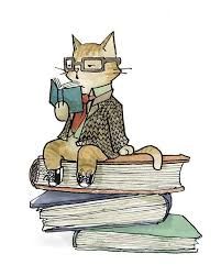 Professor Katz Cats Books, Grafika Vintage, Cat Reading, Reading Art, Cat Books, Elbow Pads, Book Drawing, Reading A Book, Dibujos Cute