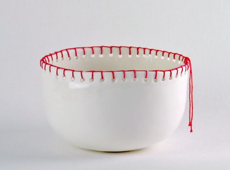 Keiko Matsui Ceramics | Stitched’13/’16 Ceramic Art Pieces, Stitched Ceramics, Sushi Ceramics, Beaded Ceramics, Keiko Matsui, Knitting Bowls Ceramic, Ceramic Ramen Bowl Handmade, Pottery Lighting, Ceramic Artwork