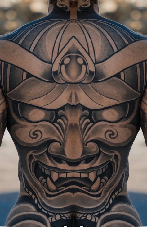 Dragon Koi Tattoo Design, African Sleeve Tattoo, Samurai Tattoo Sleeve, Chest Tattoo Drawings, Tattoo Homme, Japanese Back Tattoo, Oni Tattoo, Art Inspired Tattoos, Tattoo Japanese Style