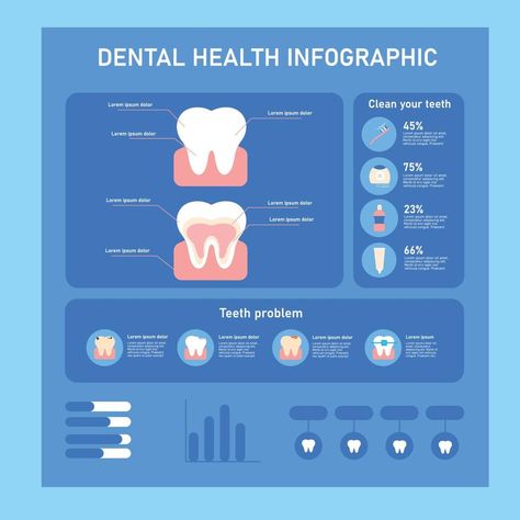 Dental health infographic. Vector illustration Dental Infographics, Health Infographic, Dental Fun, Dental Health, Oral Care, Vector Art, Fun Facts, Vector Illustration, Health