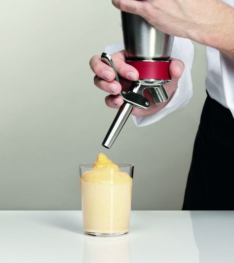 Isi Whipper Recipes, Whipped Cream Dispenser Recipe, Whipped Cream Canister, Peach Bellini Cocktail, Whipped Cream Dispenser, Molecular Food, Bellini Cocktail, Recipes With Whipping Cream, Peach Bellini