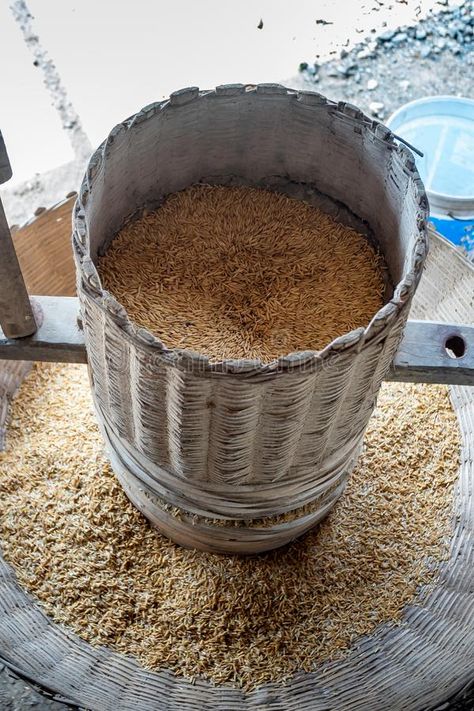 Rice Mill, Asian Kitchen, Kitchen Equipment, Mortar And Pestle, Milling, French Press, The Village, Agriculture, Blue Sky