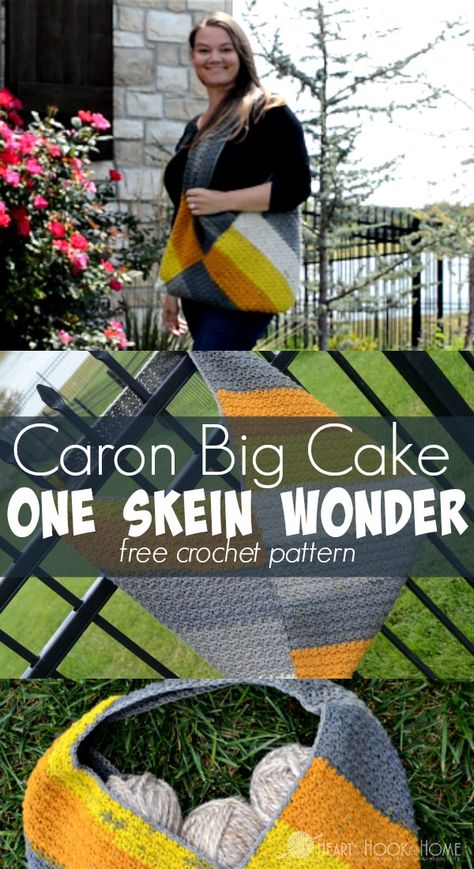 Caron Big Cake One Skein Wonder pattern (scheduled via http://www.tailwindapp.com?utm_source=pinterest&utm_medium=twpin) Caron Cakes Patterns, Crochet Bag Purse, Big Cake, Caron Cakes, Crochet Shell Stitch, Purse Pattern, Big Cakes, Shell Stitch, Crochet Purse Patterns