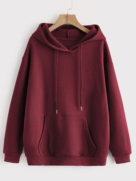 Dark Red Hoodie, Warm Winter Fashion, Burgundy Hoodie, Maroon Hoodie, Women Sweatshirts, Lined Hoodie, Basic Long Sleeve, Red Hoodie, Drawstring Hoodie