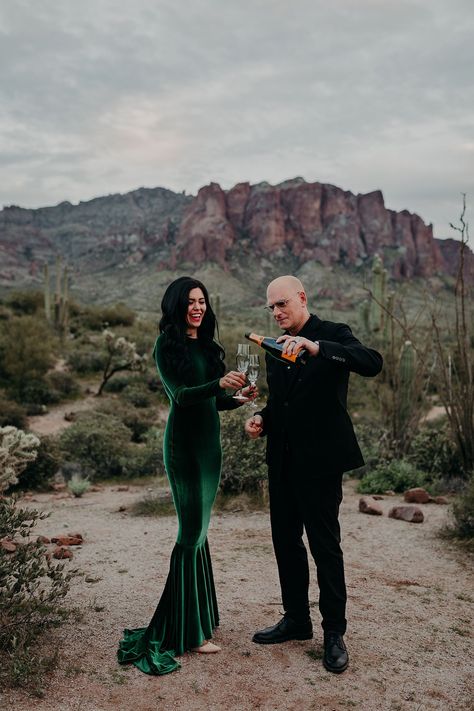 Moody Engagment Shoot, Green Velvet Dress Engagement Photos, Engagement Pics Black Dress, Emerald Dress Engagement Pictures, Emerald Green Dress Engagement Photos, Velvet Dress Engagement Pictures, Jewel Tone Engagement Pictures, Emerald Engagement Photos, Moody Forest Engagement Shoot