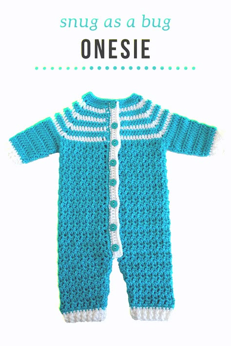 Free Crochet Pattern: Snug As A Bug Baby Onesie | Pattern Paradise Onesie Pattern, Vestidos Bebe Crochet, Boy Crochet Patterns, Crochet Patterns Baby Boy, Knitting Patterns Free Sweater, Crochet Romper, Baby Sweater Patterns, Crochet Baby Boy, Baby Clothes Patterns