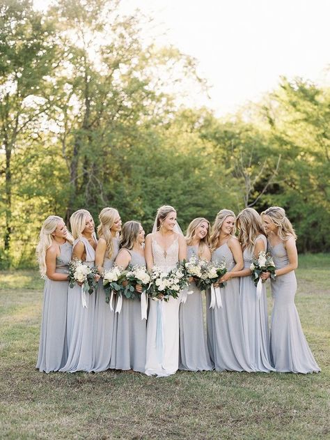 Blue Grey Bridesmaid Dresses, Grey Blue Bridesmaid Dresses, Dusty Blue Dresses, Light Blue Bridesmaids, Light Grey Bridesmaid Dresses, Jesus Wedding, Blue Bridesmaids Dresses, Erin Wilson, Light Blue Bridesmaid