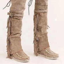 Boho Party Outfit, Fur Heels, Tassel Shoes, Flat Heel Boots, Girls Flats, Boho Party, Moccasin Boots, Fringe Boots, Rounded Toe Boots