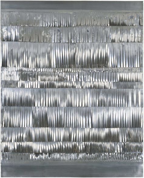 Heinz Mack, Untitled Lamellen-Relief, 1961 Aluminum on Panel Material Textures, Disco Balls, Op Art, Color Textures, Art Moderne, Exhibition Design, Textures Patterns, Installation Art, Art Works