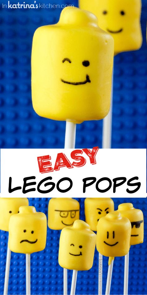 Lego Themed Food, Lego Recipes, Lego Snacks, Easy Lego Cake, Lego Torte, Cake Pops Ideas, Lego Cupcakes, Lego Food, Class Treats