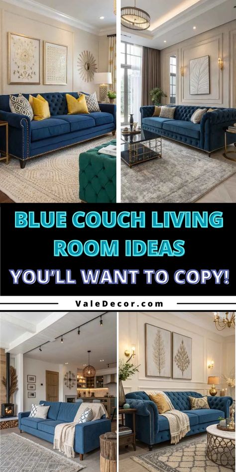 Elevate your space with a stylish blue couch living room design! Whether you're into navy blue living room decor, modern aesthetics, or cozy velvet couches, these ideas will inspire your perfect setup. From bold navy sofas to chic accessories, transform your living room into a sophisticated retreat. Click now for the best blue living room decor ideas! ✨💙 #BlueCouchLivingRoom #NavyBlueLivingRoomDecor #BlueLivingRoomDecorIdeas #ModernLivingRoomBlue #NavyLivingRoomDecor #CreativeRoomDecorIdeas #NavySofaLivingRoom #BlueVelvetSofaLivingRoom #VelvetCouchLivingRoom Blue Couch Aesthetic, Blue Sectional Couch, Navy Blue Living Room Decor, Modern Living Room Blue, Blue Living Room Decor Ideas, Blue Couch Living Room Ideas, Navy Living Room Decor, Dark Blue Couch, Blue Velvet Sofa Living Room