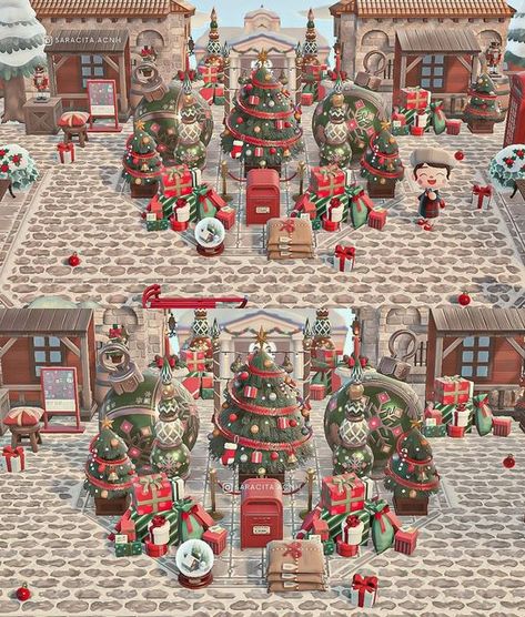 Acnh Christmas Entrance, Acnh Snow Path, Acnh Snow, Animal Crossing Christmas Design Codes, Acnh Holiday, Acnh Christmas Code, Acnh Entrance, Kawaii Island, Acnh Christmas