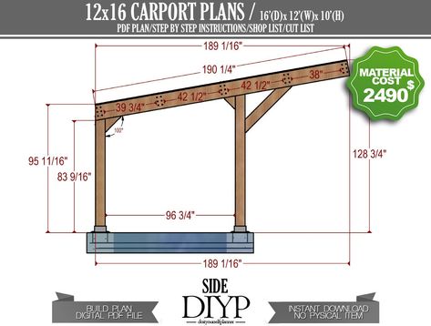 Single Car Port Ideas, How To Build A Lean To Roof, Car Port Ideas, Simple Carport, Carport Design, Parking Plan, Single Car Garage, Car Ports, Diy Carport