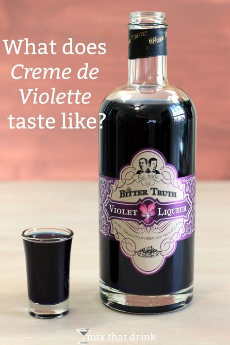 Creme de Violette (violet liqueur) is a low-proof, dark blue liqueur made from the flower, violet. It's flowery and sweet, and surprisingly hard to describe. Click through to get my full tasting notes. Violet Liqueur Cocktails, Violet Liqueur, Glace Fruit, Flower Violet, Liquor Drinks, Creative Cocktail, Wild Edibles, Delicious Cocktails, Alcohol Recipes