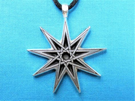 9 Pointed Star, Tarot Card Pouch, Enneagram 9, Necklace Hanger, Tarot Cloth, Pewter Jewelry, Star Designs, Star Necklace, Necklace Handmade