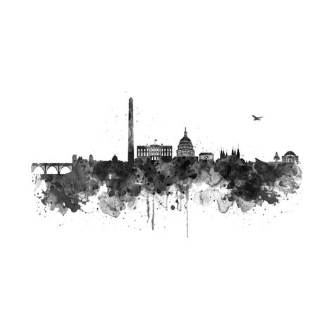 Dc Skyline Tattoo, Dc Skyline, Washington Dc Tattoo Ideas, Washington Dc Tattoo, Washington Dc Skyline, Skyline Tattoo, Skyline Silhouette, Skyline Painting, Abstract City