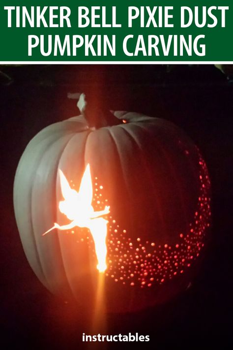 Tinkerbell Pumpkin Carving, Tinkerbell Pumpkin, Cute Pumpkin Carving, Disney Pumpkin Carving, Halloween Lantern, Halloween Pumpkin Carving Stencils, Pumkin Carving, Disney Diy Crafts, Creative Pumpkin Carving