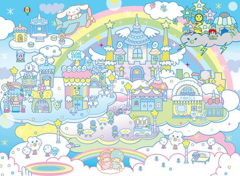 🌈 Cute Tamagotchi, Rainbow Island, Pc Desktop Wallpaper, Rainbow Backdrop, Desktop Background, Kawaii Doodles, Kawaii Shop, Pastel Wallpaper, Laptop Wallpaper