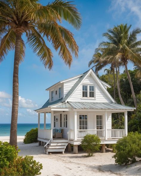 Beachfront House Exterior, Beach House Flooring, Houses By The Beach, Beach House Floor, Seaside Cottages, Tiny Beach House, Beach House Floor Plans, Small Beach Houses, Garage Guest House