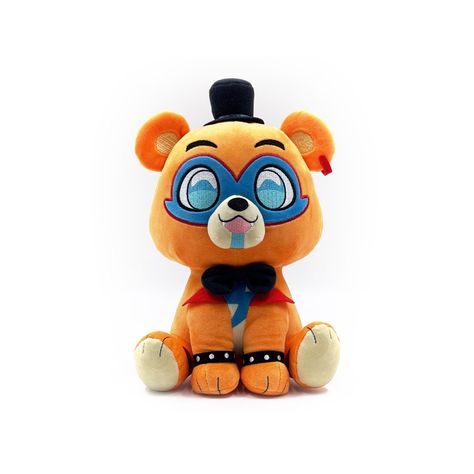 Golden Freddy Plush, Glam Rock Freddy, Blue Top Hat, Fnaf Plush, Blue Face Paint, Smiling Mouth, Freddy Plush, Billy Kid, Glamrock Freddy