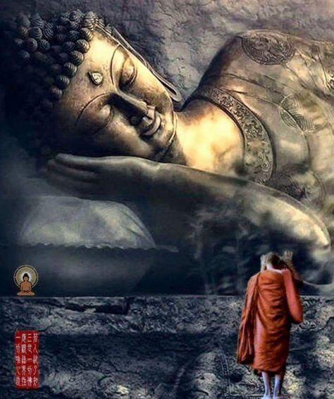 Sleeping Buddha Bhudha Pics Painting, What We Think We Become, Sleeping Buddha, Buddhism Wallpaper, Lord Buddha Wallpapers, Quotes Meditation, Yin Yang Art, Myanmar Art, Buddha Art Drawing