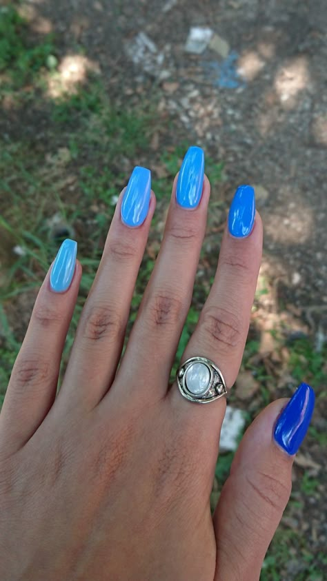 Different Colour Blue Nails, Different Shade Of Blue Nails, 5 Shades Of Blue Nails, Different Blue Nails Shades, Multi Color Blue Nails, Different Shades Of Blue Nails Short, Different Color Blue Nails, Blue Shade Nails, Blue Nails Different Shades