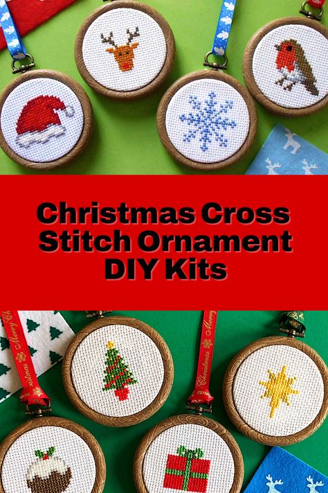 Choose from our selection of mini cross stitch kits that contain everything you need and are completely beginner friendly with full instructions. We have 2 sets available with a selection of 4 Christmas designs to make your own Christmas decorations, complete with hoops to hang them in. We also have a range of individual mini decoration kits. Mini Xmas Cross Stitch Patterns, Cross Stitch Mini Christmas, Cross Stitch Christmas Tree Ornaments, Counted Cross Stitch Christmas Ornaments, Mini Christmas Cross Stitch Patterns Free, Cross Stitch Christmas Ornaments Free, Mini Christmas Cross Stitch Patterns, Simple Christmas Cross Stitch, Small Christmas Cross Stitch Patterns