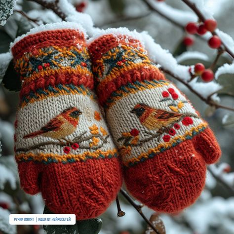 Stranded Knitting Patterns, Colorwork Knitting Patterns, Crochet Mitts, Colorwork Knitting, Embroidery On Clothes, How To Purl Knit, Wool Crafts, Knit Mittens, Crochet Headband