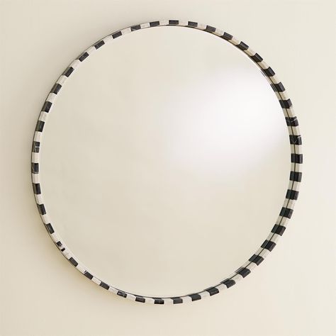 Oversized Round Mirror, Marble Mirror, Marble Frame, Mirror Round, How To Clean Mirrors, Black And White Marble, Global Views, Marble Wall, Round Mirror