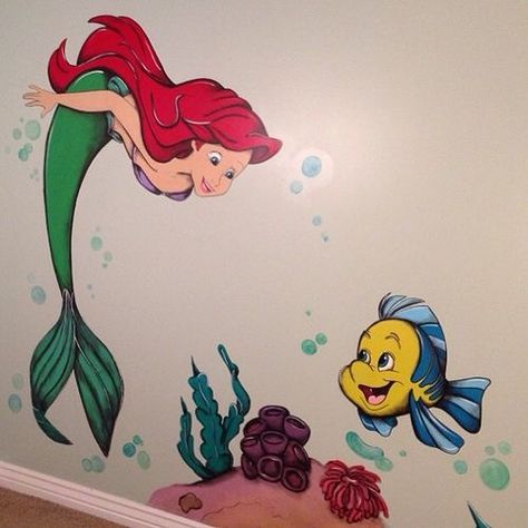 Mermaid Mural, Little Mermaid Nursery, Little Mermaid Bedroom, Princess Mural, Little Mermaid Bathroom, Little Mermaid Room, Mermaid Decor Bedroom, Disney Mural, Mermaid Room Decor