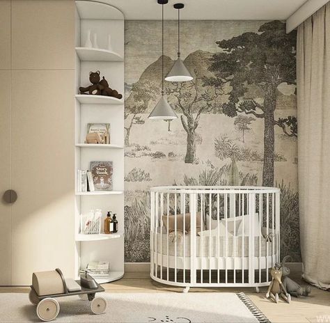 #chicklit Japan Nursery Design, Stoke Crib, Wallpaper In Molding, Country House Decoration, Nursery Room Neutral, Stokke Crib, Scandinavian Nursery, Nursery Room Design, Baby Room Inspiration