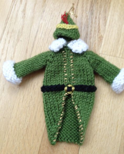 Knit Elf On The Shelf Clothes, Elf Suit, Shelf Clothes, Knit Christmas Ornaments, Knit Dishcloth Pattern, Origami Lucky Star, Elf Sweater, Crochet Sweater Pattern Free, Elf Clothes