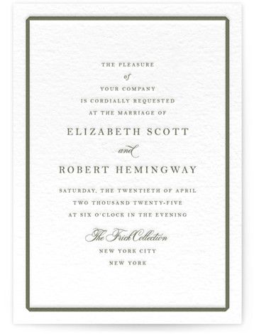 With a classic layout and a subtle beveled edge border detail, this letterpress wedding inviation design is elegant and a bit surprising! Wedding Invitations Text, Megan Davis, Wedding Invitation Text, Moss Wedding, Timeless Wedding Invitations, Free Wedding Invitation Templates, Wedding Extras, Free Wedding Invitations, 2025 Wedding