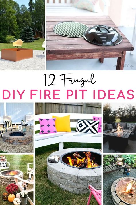 Looking for DIY firepit ideas? I'm sharing 12 creative and frugal ideas to add to your backyard! #outdoor #firepit #diy Studio Backyard, Diy Fire Pit Ideas, Operation Shoebox, Land Scaping, Pavers Diy, Diy Patio Table, Custom Backyard, Fire Pit Ideas, Brick Fire Pit