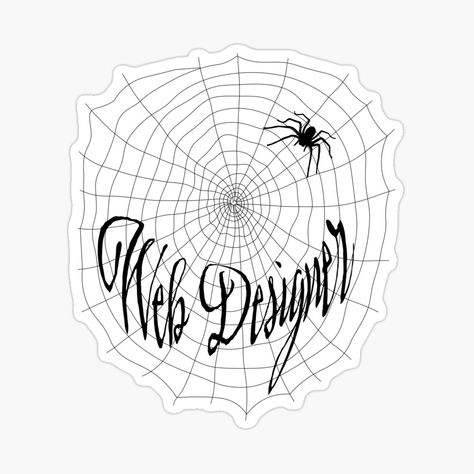 Web Designer - Cute Funny Spiderweb Design.  This cute spiderweb design with Web Designer text is great for website designers, coders, graphic artists, or anyone who works on web sites. It also doubles as a fun Halloween design, or a fun gift for spider lovers! #webdesigner #spiderweb #webart #graphicmessage #spiderart #spiderwebdesign #funnywebsitedesignermessage #websitedesign #halloweendesign #graphicdesign #graphicartist #coder #htmlcoder #spiders #CuriosiTEES Spiderweb Design, Spider Art, Design Sticker, Web Designer, Graphic Artist, Halloween Design, Spiders, Spider Web, Classroom Ideas