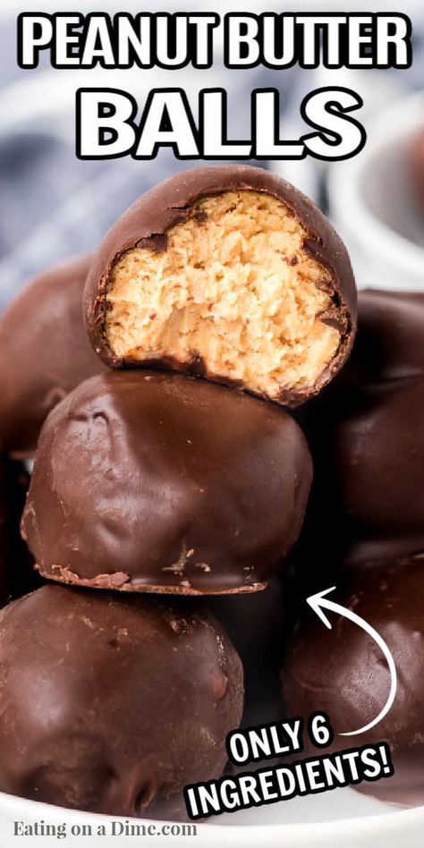 Pea Ut Butter Balls, Xmas Cookie Recipes, Chocolate Dipped Peanut Butter Balls, Easy Peanut Butter Balls, Peanut Desserts, Chocolate Covered Peanut Butter Balls, Cheese Ziti, Peanut Butter Balls Easy, Chocolate Peanut Butter Balls