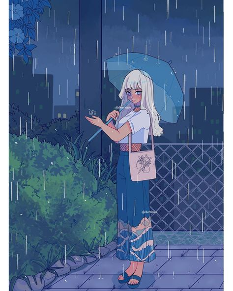 Umbrella Illustration, Rain Art, Oc Drawings, Rain Umbrella, Studio Ghibli, Anime Drawings, Art Inspo, Background Images, Art Reference